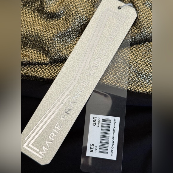 MARIE FRANCE VAN DAMME Elegant Black and Metallic Gold Strapless Dress - Picture 7 of 8